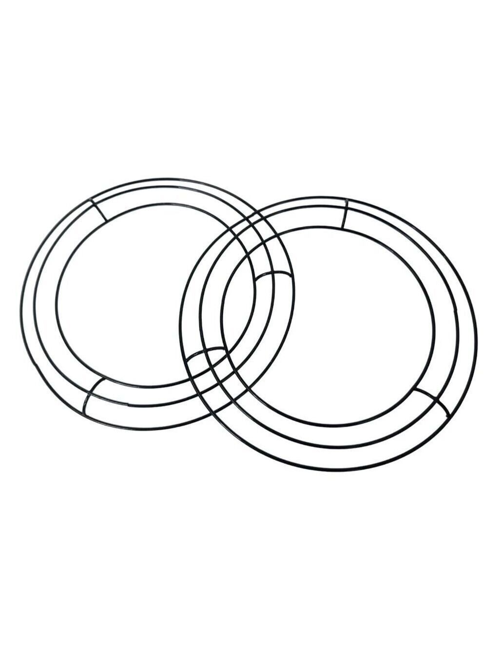 Set of 2 Black Metal Wreath Forms 8 Inch Round Wire Frame for DIY Craft and Home